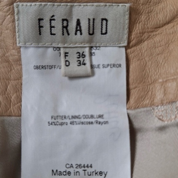 Louis Feraud Camel Quiet Luxury Lamb Leather Back Zip Pencil Skirt Size 4 - Picture 10 of 12